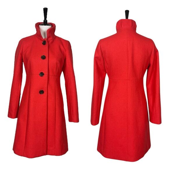 J.Crew Wool Blend Lady Day Coat High Collar A-line Coral Pink Women’s Size 2 - Picture 12 of 12